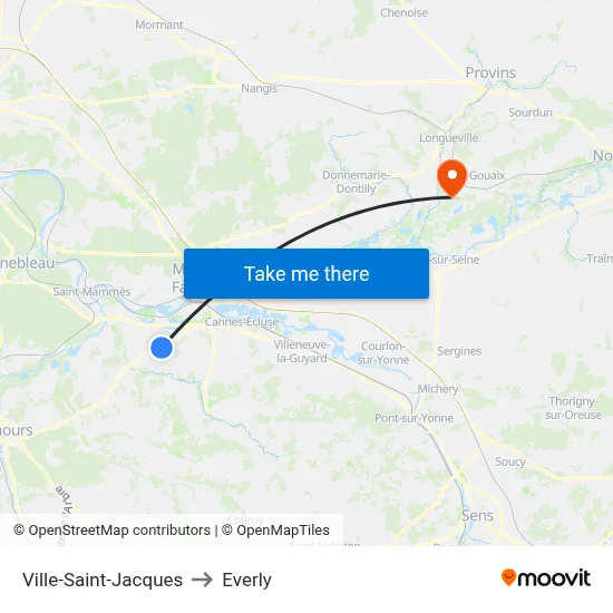 Ville-Saint-Jacques to Everly map