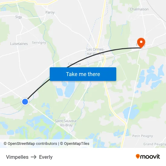 Vimpelles to Everly map
