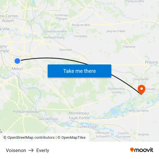 Voisenon to Everly map