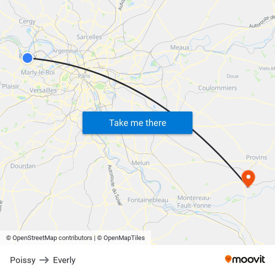 Poissy to Everly map