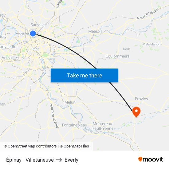 Épinay - Villetaneuse to Everly map