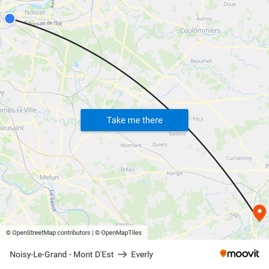 Noisy-Le-Grand - Mont D'Est to Everly map