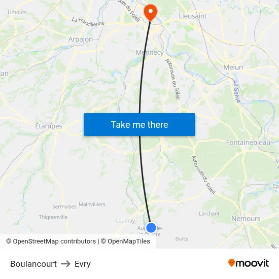 Boulancourt to Evry map