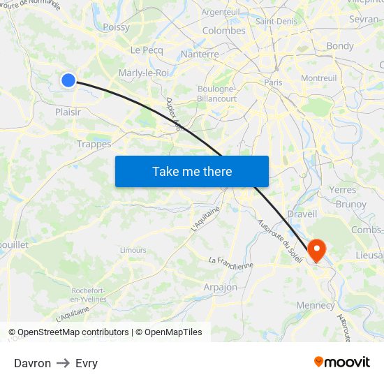 Davron to Evry map