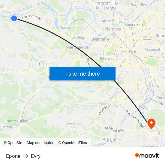 Epone to Evry map