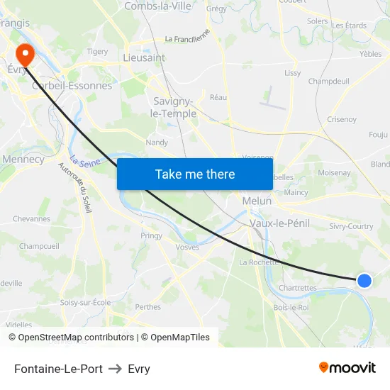 Fontaine-Le-Port to Evry map