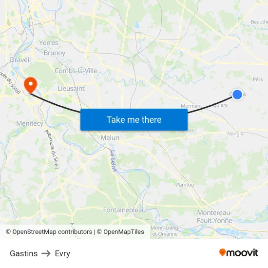 Gastins to Evry map