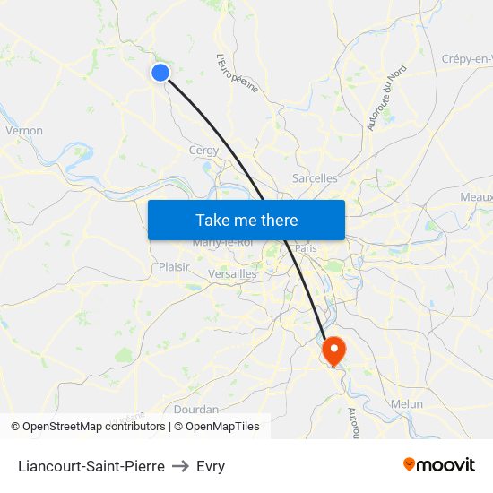 Liancourt-Saint-Pierre to Evry map