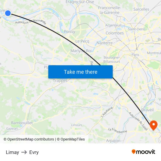 Limay to Evry map