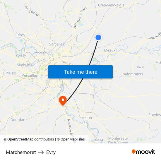 Marchemoret to Evry map