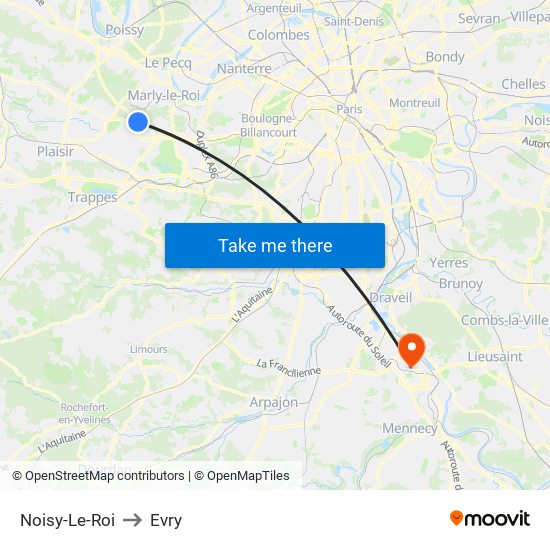 Noisy-Le-Roi to Evry map