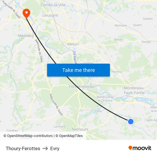 Thoury-Ferottes to Evry map