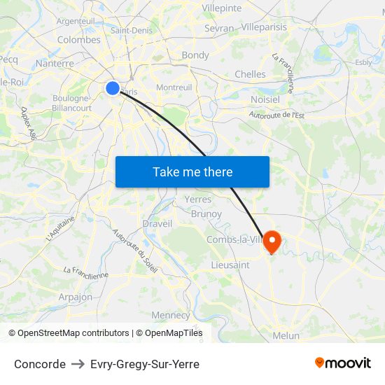 Concorde to Evry-Gregy-Sur-Yerre map