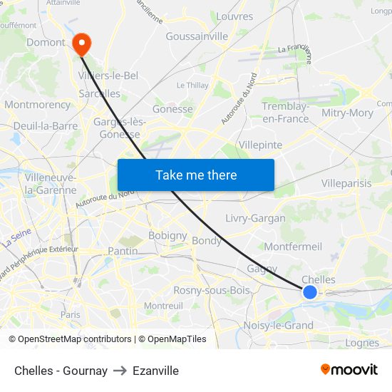 Chelles - Gournay to Ezanville map