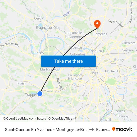 Saint-Quentin En Yvelines - Montigny-Le-Bretonneux to Ezanville map