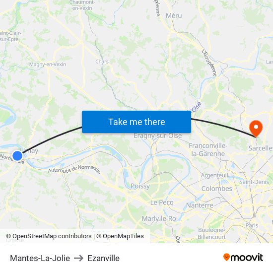 Mantes-La-Jolie to Ezanville map