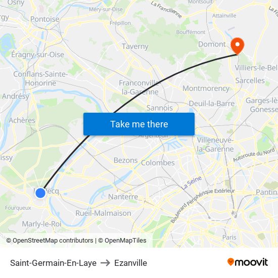 Saint-Germain-En-Laye to Ezanville map