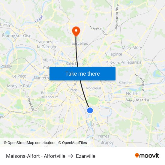 Maisons-Alfort - Alfortville to Ezanville map