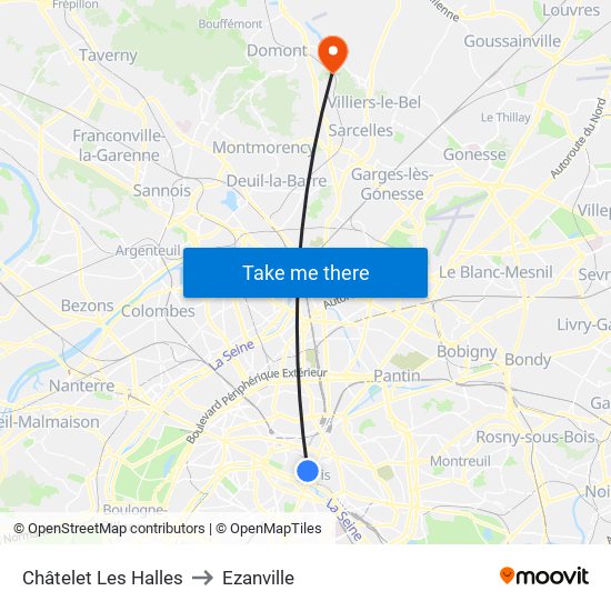 Châtelet Les Halles to Ezanville map