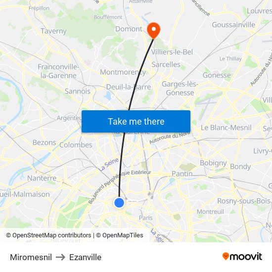 Miromesnil to Ezanville map