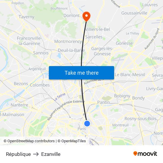 République to Ezanville map