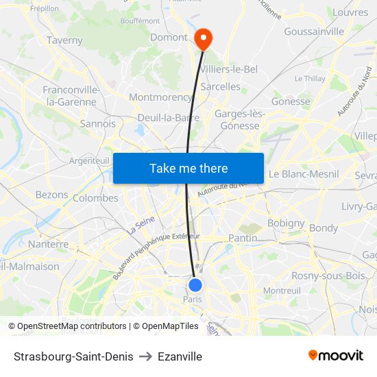 Strasbourg-Saint-Denis to Ezanville map