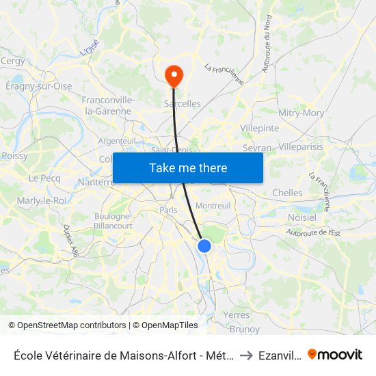 École Vétérinaire de Maisons-Alfort - Métro to Ezanville map