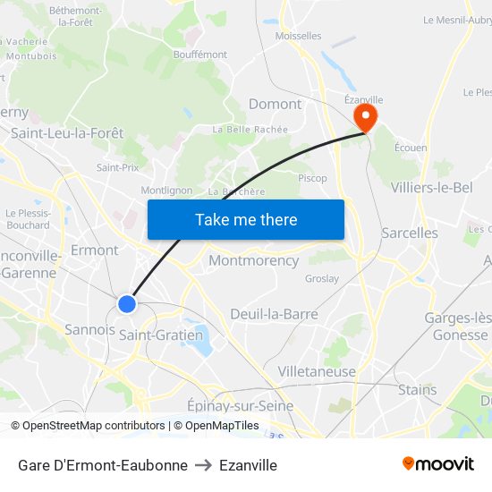 Gare D'Ermont-Eaubonne to Ezanville map