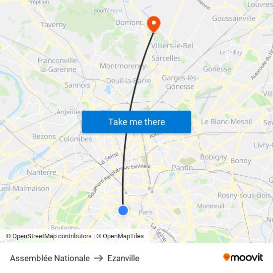 Assemblée Nationale to Ezanville map
