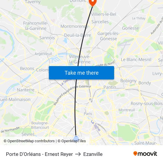 Porte D'Orléans - Ernest Reyer to Ezanville map