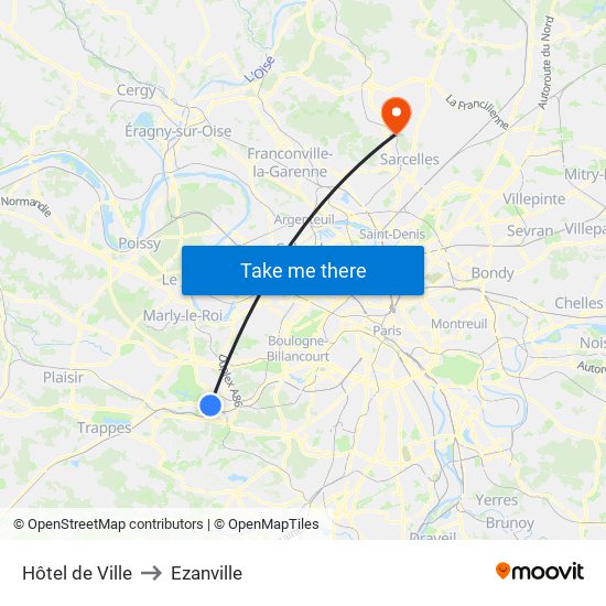 Hôtel de Ville to Ezanville map