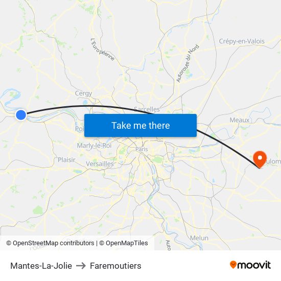 Mantes-La-Jolie to Faremoutiers map