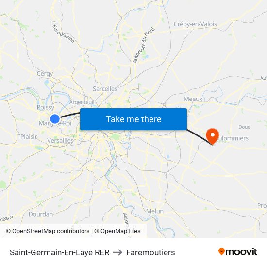 Saint-Germain-En-Laye RER to Faremoutiers map