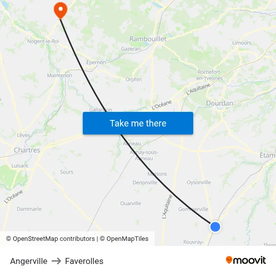 Angerville to Faverolles map