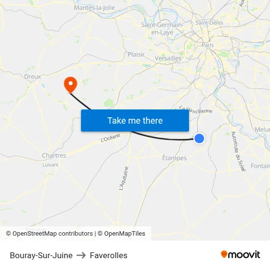 Bouray-Sur-Juine to Faverolles map
