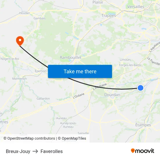 Breux-Jouy to Faverolles map