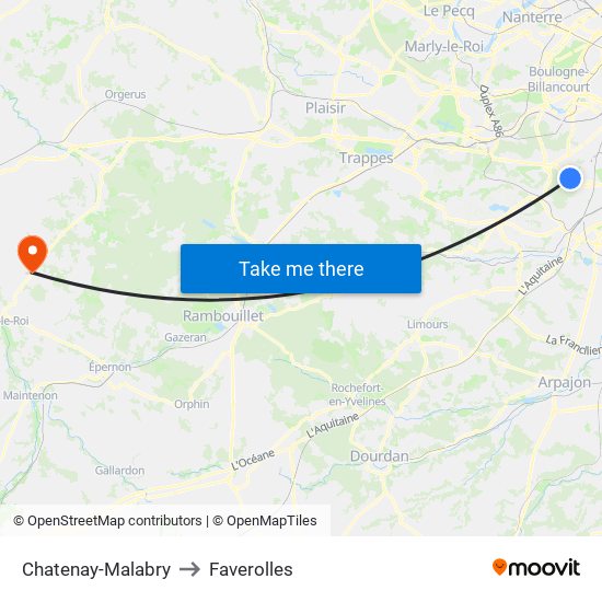 Chatenay-Malabry to Faverolles map