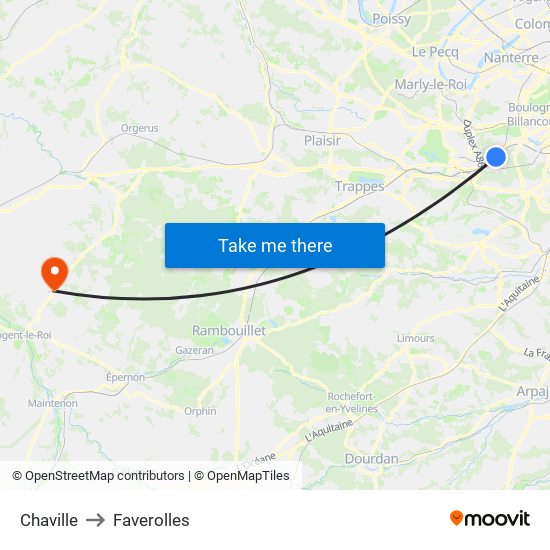 Chaville to Faverolles map