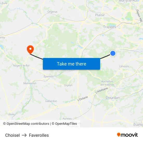 Choisel to Faverolles map