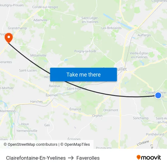 Clairefontaine-En-Yvelines to Faverolles map