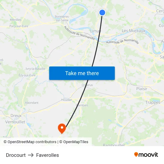 Drocourt to Faverolles map