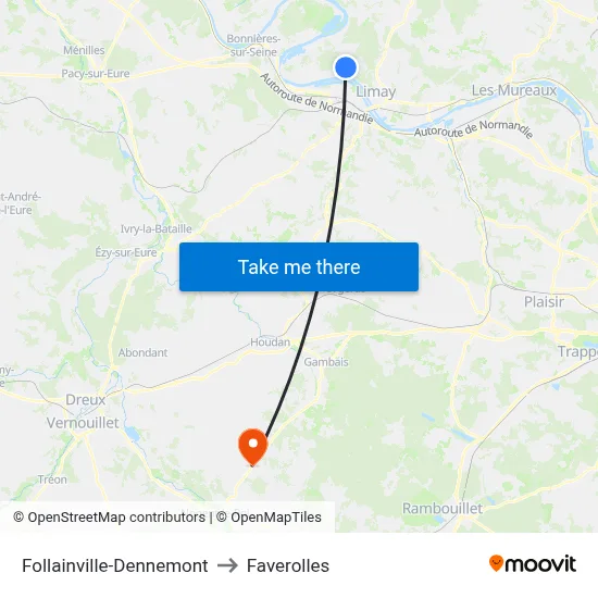 Follainville-Dennemont to Faverolles map