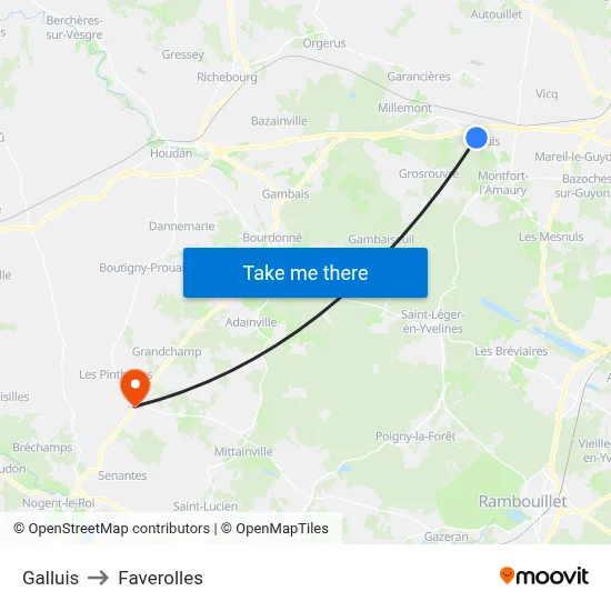 Galluis to Faverolles map