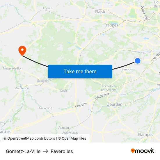Gometz-La-Ville to Faverolles map