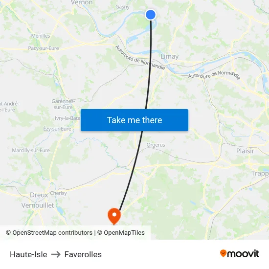 Haute-Isle to Faverolles map