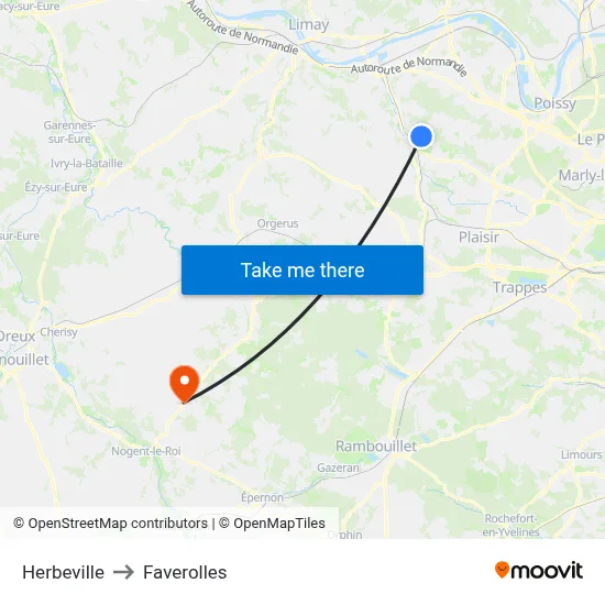 Herbeville to Faverolles map