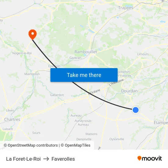 La Foret-Le-Roi to Faverolles map
