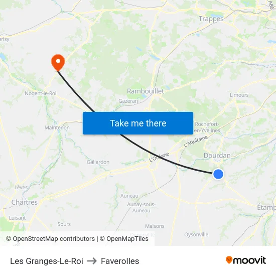 Les Granges-Le-Roi to Faverolles map