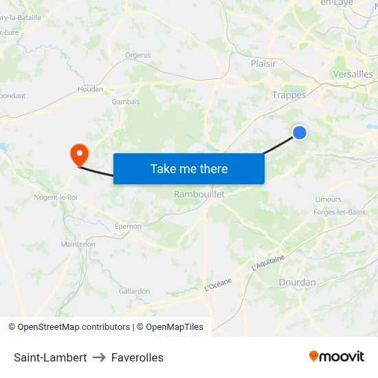 Saint-Lambert to Faverolles map