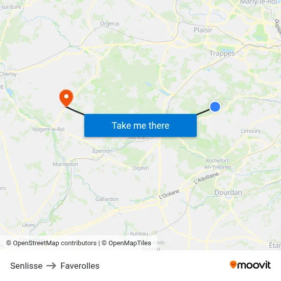 Senlisse to Faverolles map